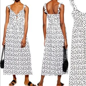 TOPSHOP heart pattern knot cut out front dress